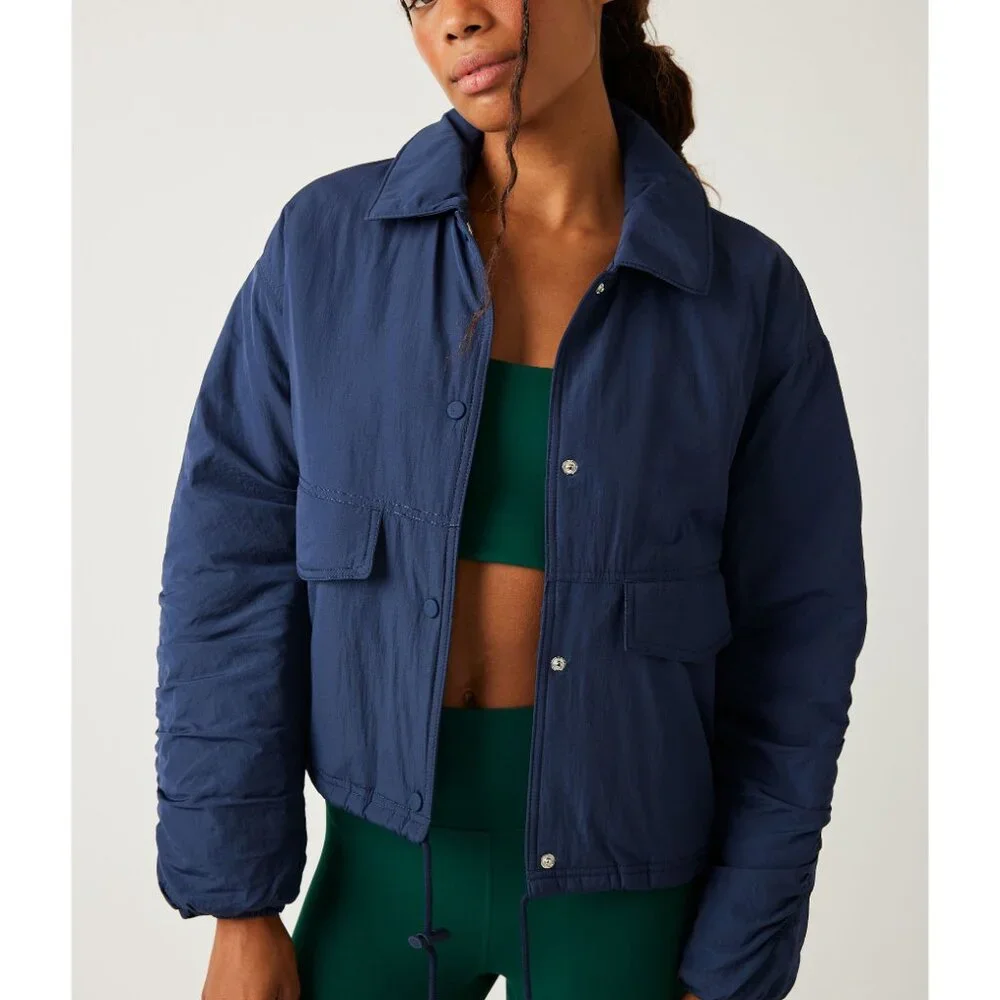 🎉LAST CHANCE🎉 FP MOVEMENT Off The Bleachers Coaches Jacket / Midnight Navy - Picture 2 of 6